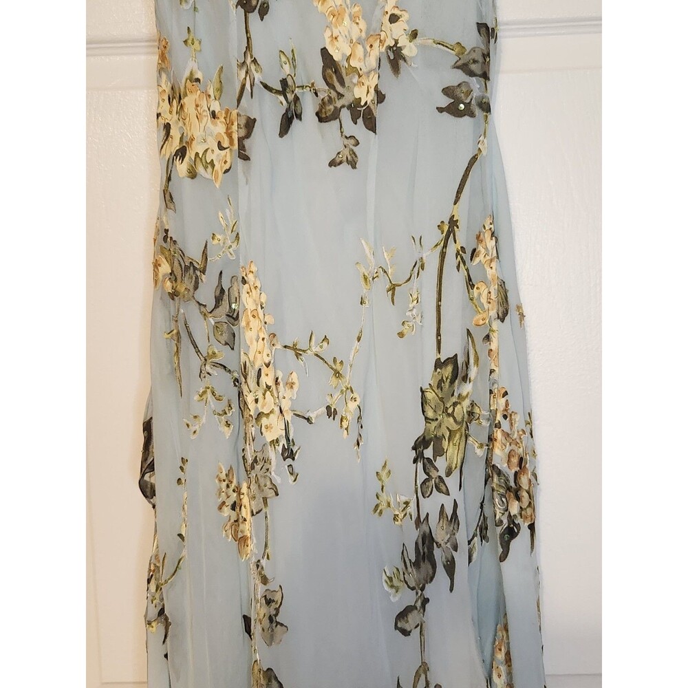 Alex Evenings Y2K Dress Fairy Floral Vintage Beaded Asymmetric Size 8 Silk Blue - Picture 8 of 16